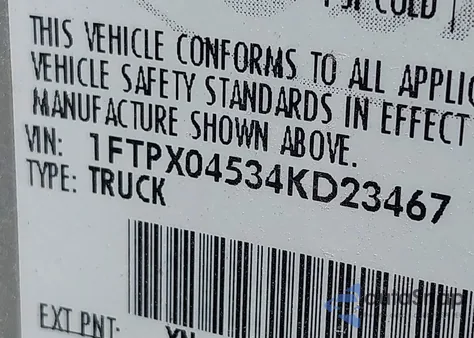 2004 Ford F-150 Fx4/Xlt from USA, damaged, VIN 1FTPX04534KD23467
